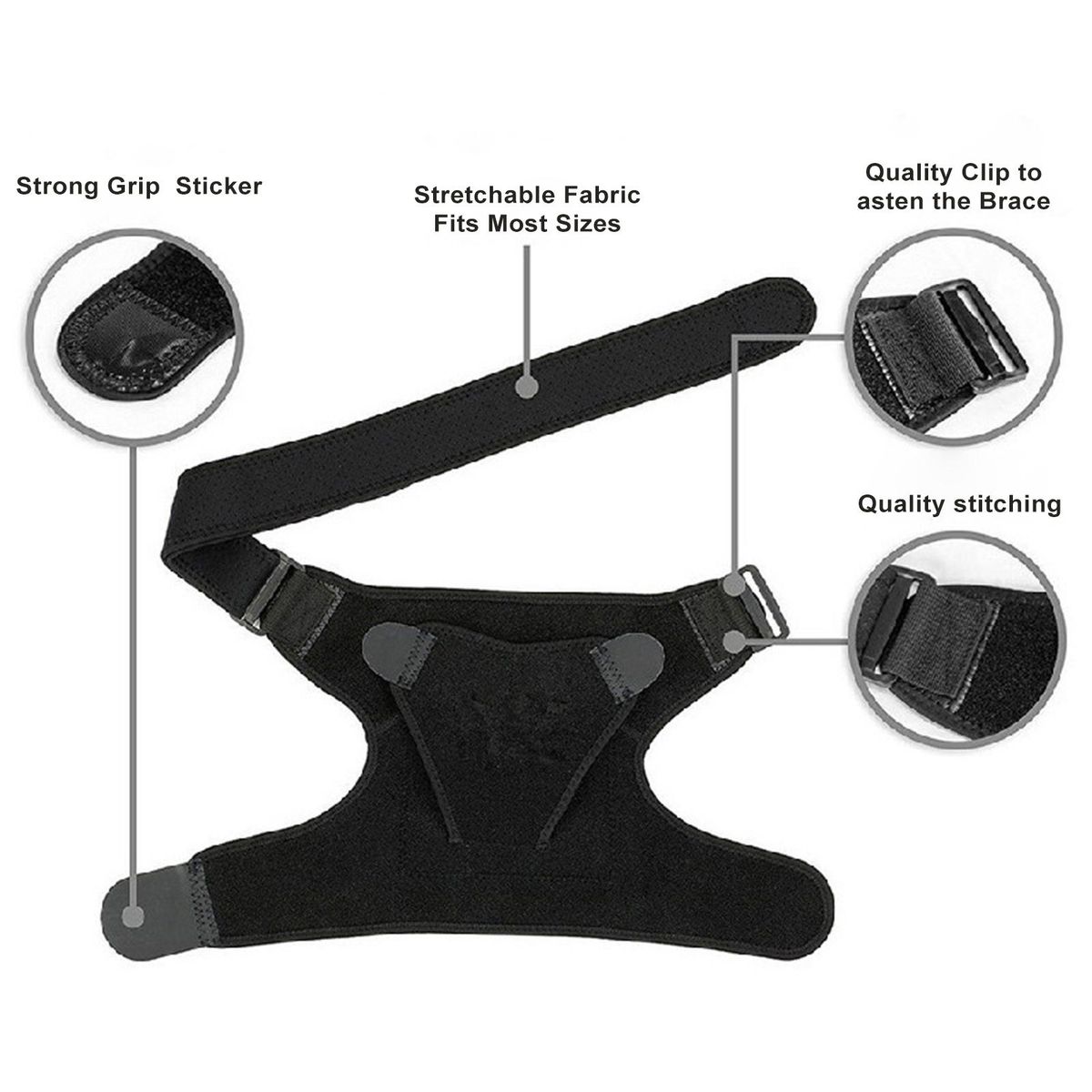 Shoulder Brace for Sleeping Shoulder Support Brace Adjustable Sleeve Black