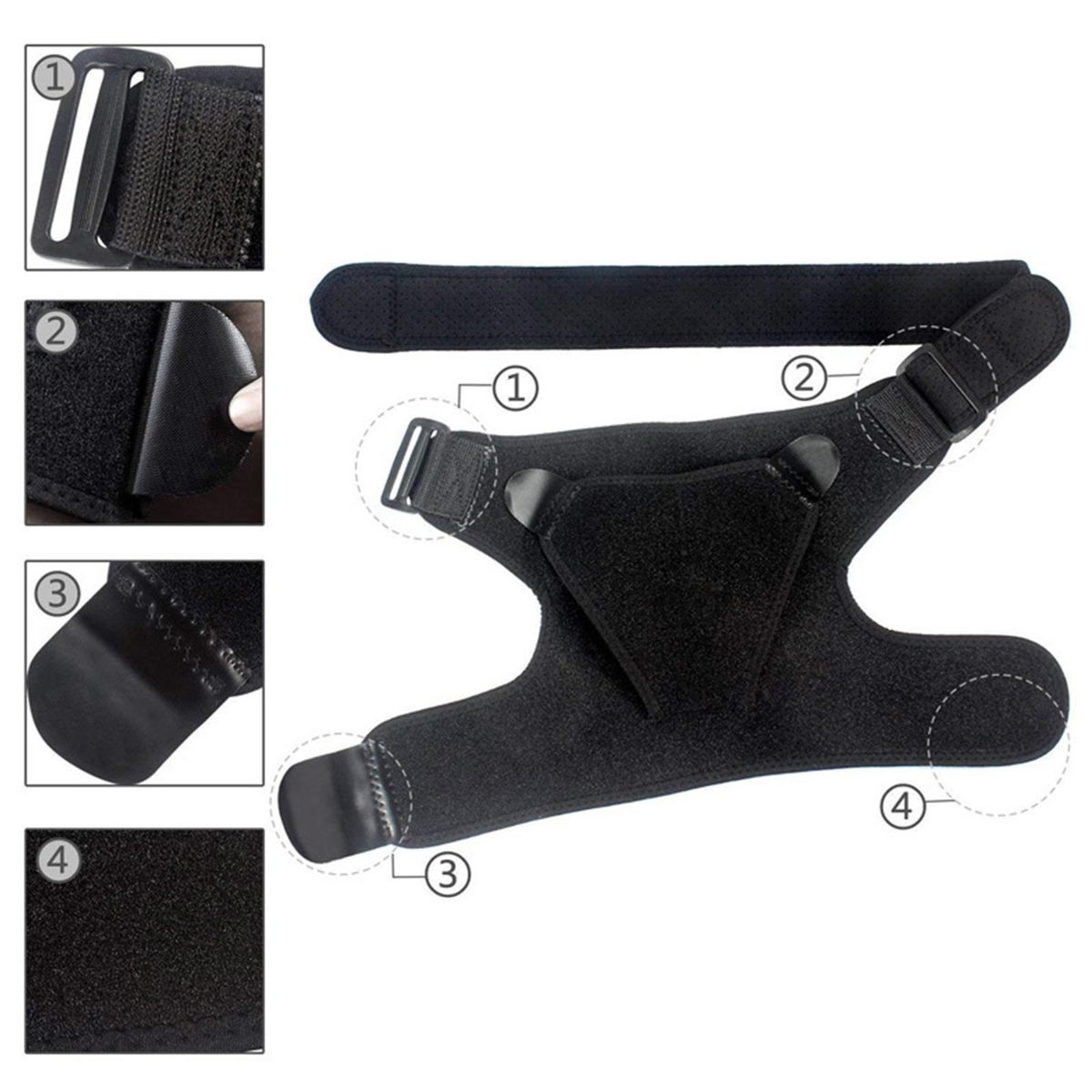 Shoulder Brace for Sleeping Shoulder Support Brace Adjustable Sleeve Black