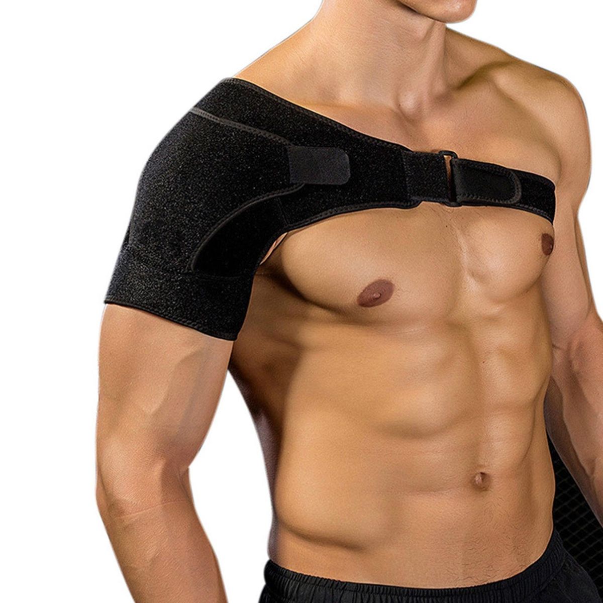 Shoulder Brace for Sleeping Shoulder Support Brace Adjustable Sleeve Black