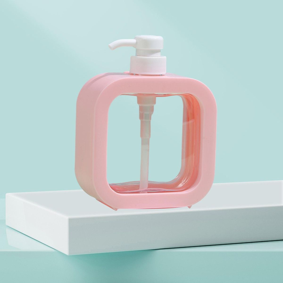 Design Liquid Soap Dispenser Square Dispenser Bottle 500ml for Lotion Pink