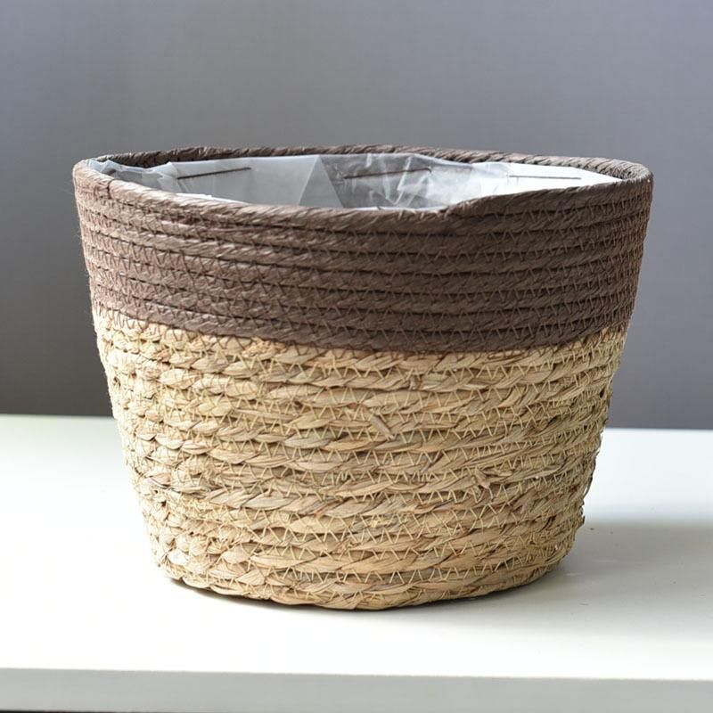 Large Straw Flowerpots Flower Baskets Potted Plants Green Plants Seaweed Weaving Handmade Crafts Floor Indoor Weaving Baskets