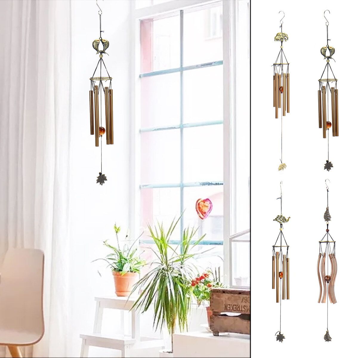 Alloy Gold Tube Wind Chime Chape Church Bells Hanging Decor Tubes D