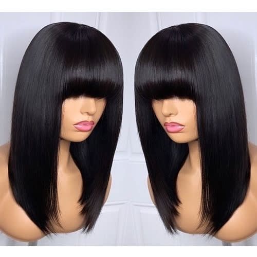 Bob Wig With Fringe For Ladies - Black