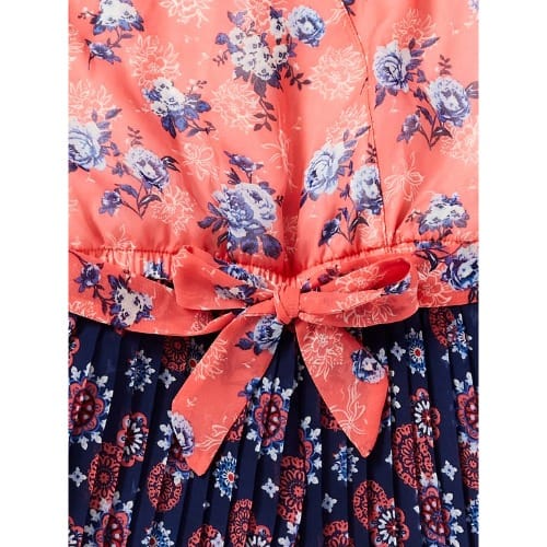 Girls Ruffle Sleeve Floral Pleated Jumpsuit & Matching Scrunchie