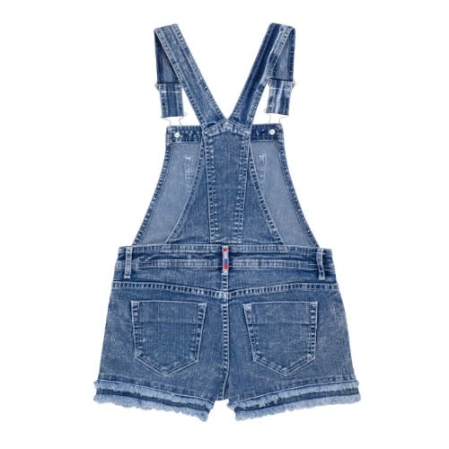 Girls Star Raw Hem Dungarees