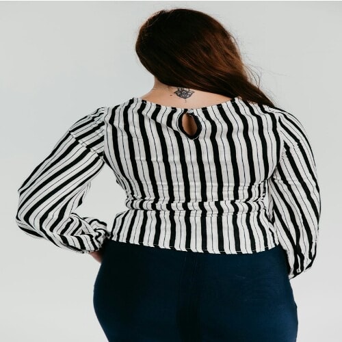 Sofia Monochrome Stripe Front Blouse