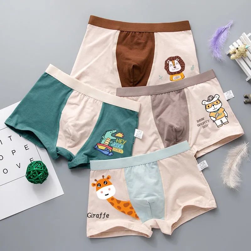 4pcs Boys' Boxer Underwear Cotton Children's Cartoon Underwear