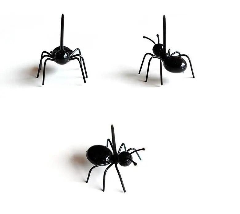 12pcs/lot Mini Ant Fruit Fork Cutlery Plastic Cake Dessert Forks Food Pick Tableware For Party Decoration QA 107