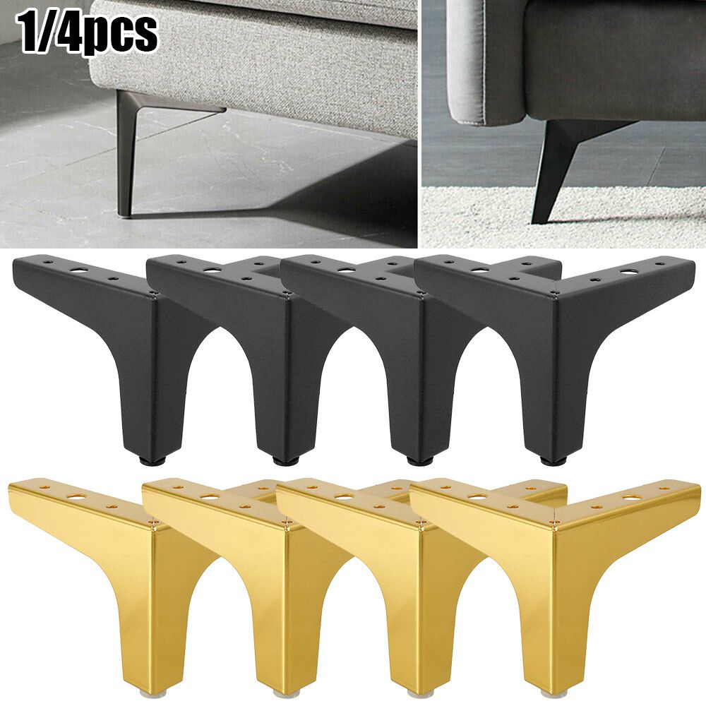 1PC Carbon Steel 4Inch 10cm DIY Furniture Sofa Legs Modern Metal Diamond Triangle Furniture Cabinets Bed Chair Table Feet-Golden 1pcs