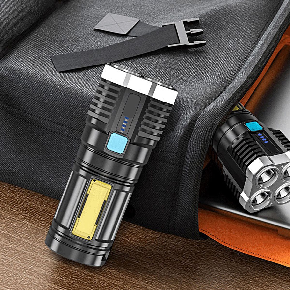 Torchlight Portable Torchlight Outdoor Flashlight With COB Black