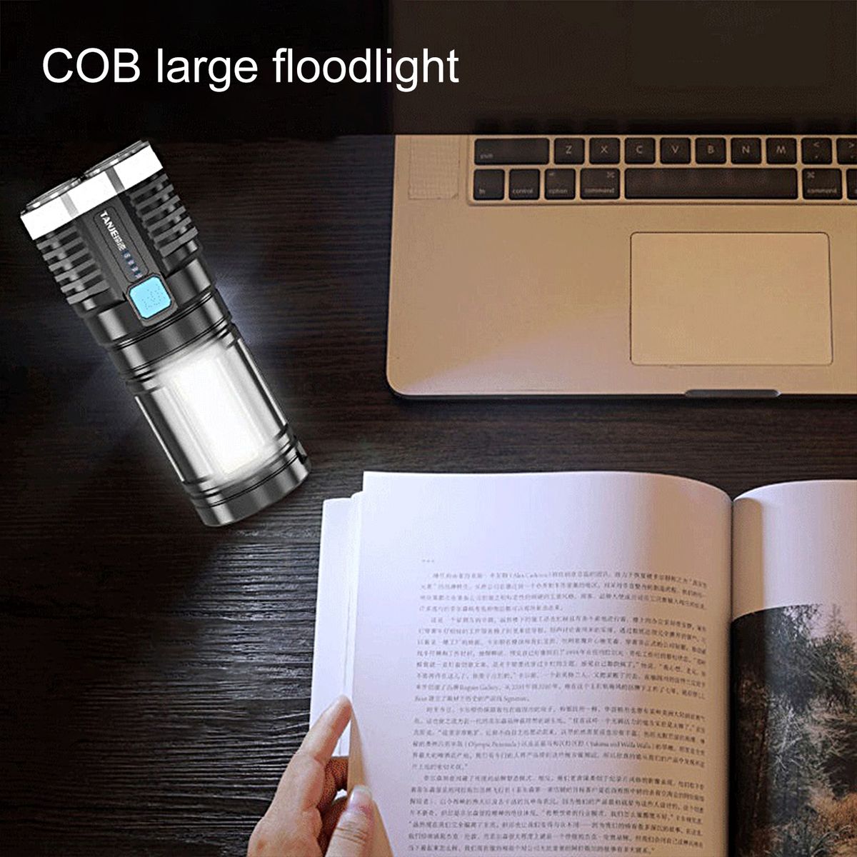 Torchlight Portable Torchlight Outdoor Flashlight With COB Black