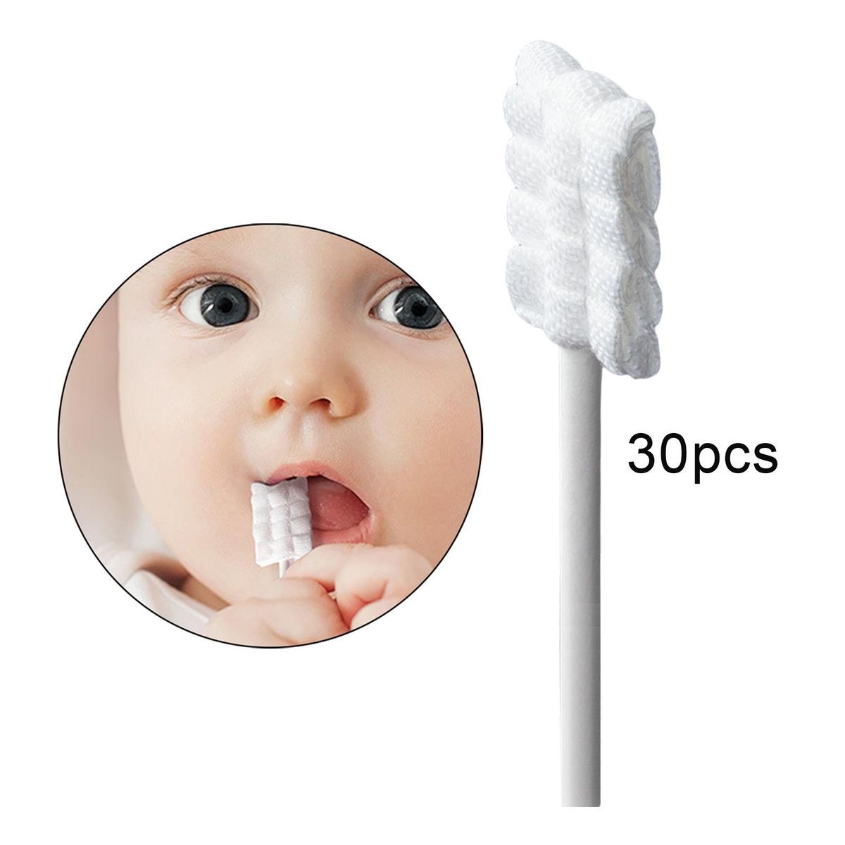 30Pcs Baby Tongue Cleaner  Gums Disposable White 12x8.3cm