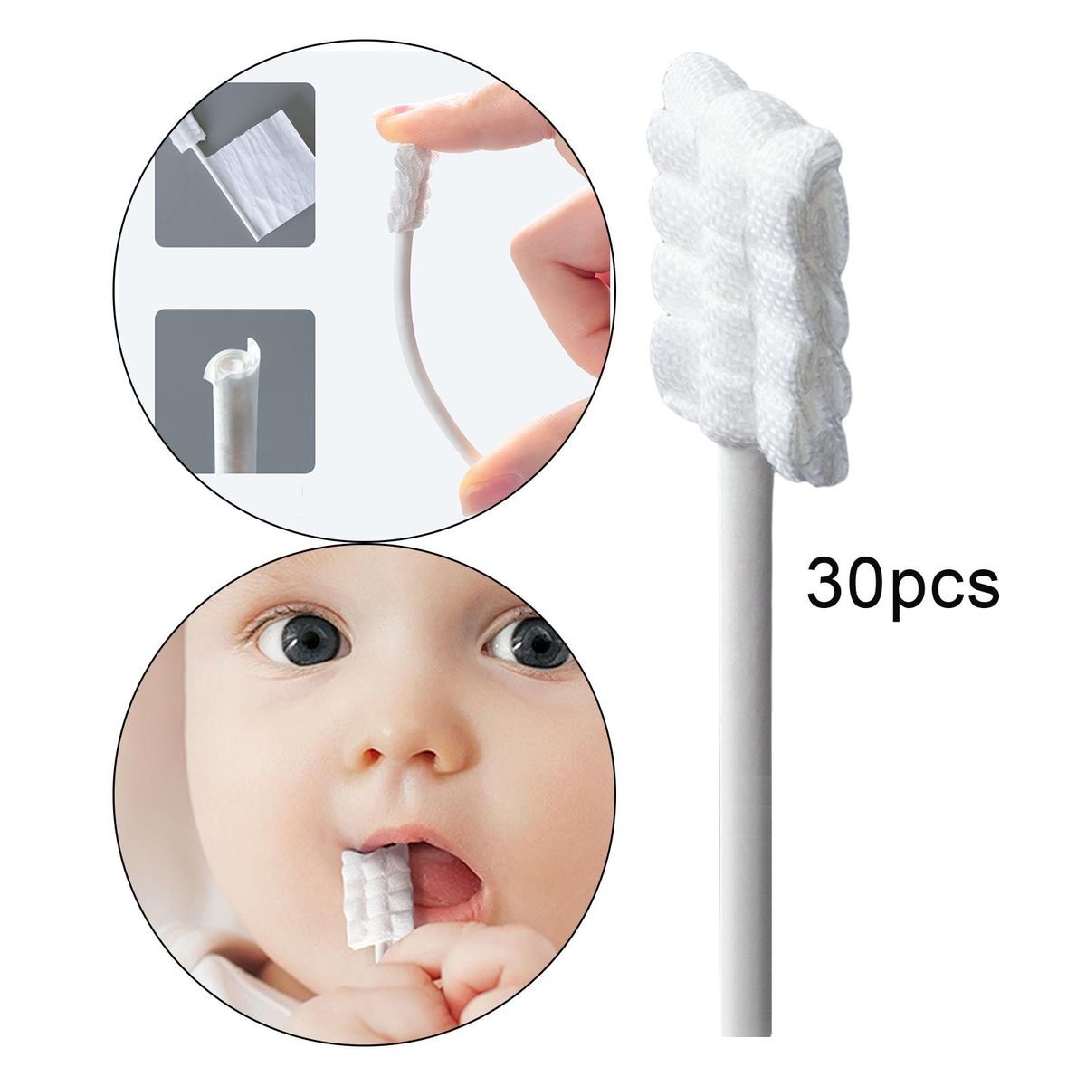 30Pcs Baby Tongue Cleaner  Gums Disposable White 12x8.3cm