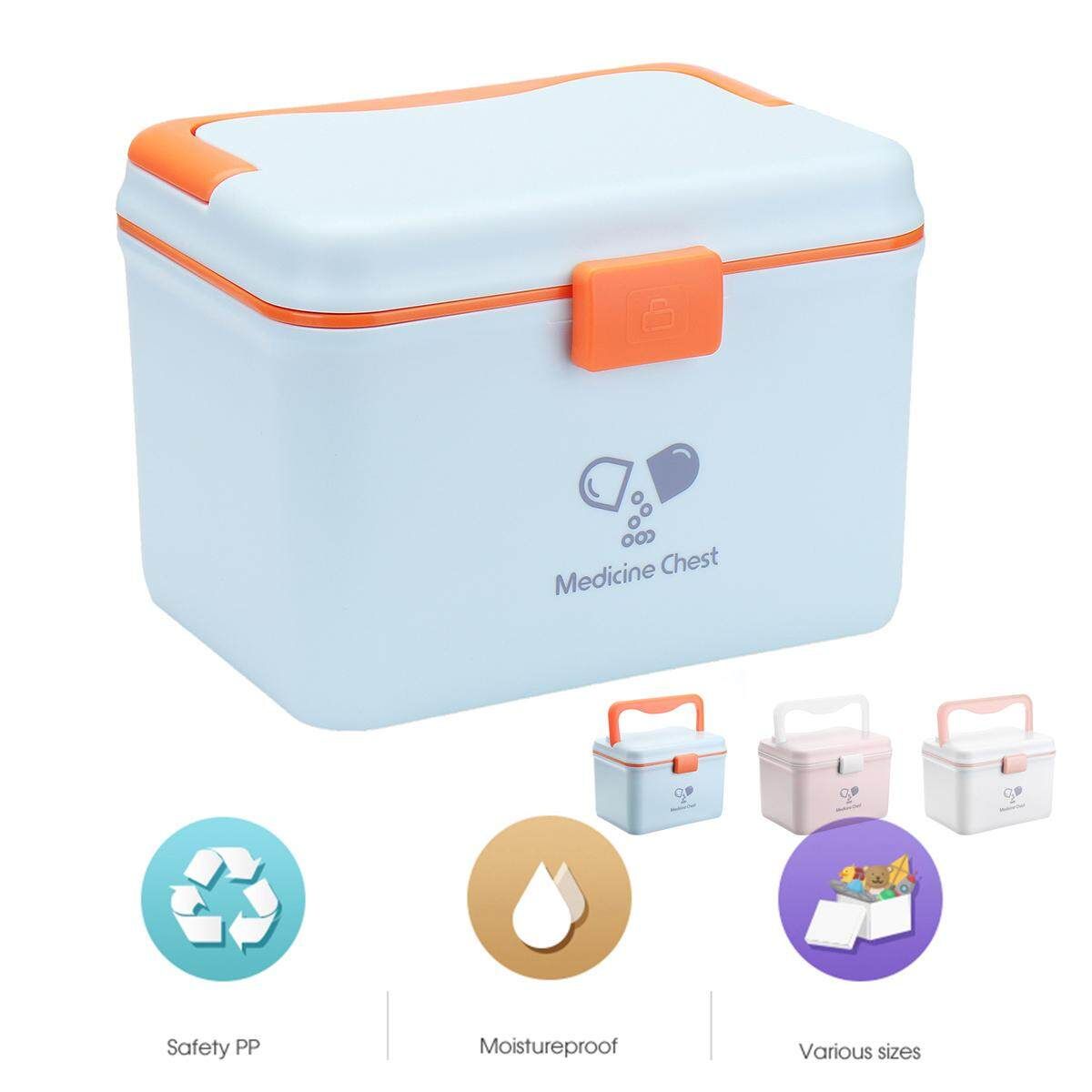 Nordic Style White Medicin Box Household Medicin Box Large Capacity Storage Box First Aid Kit Blue