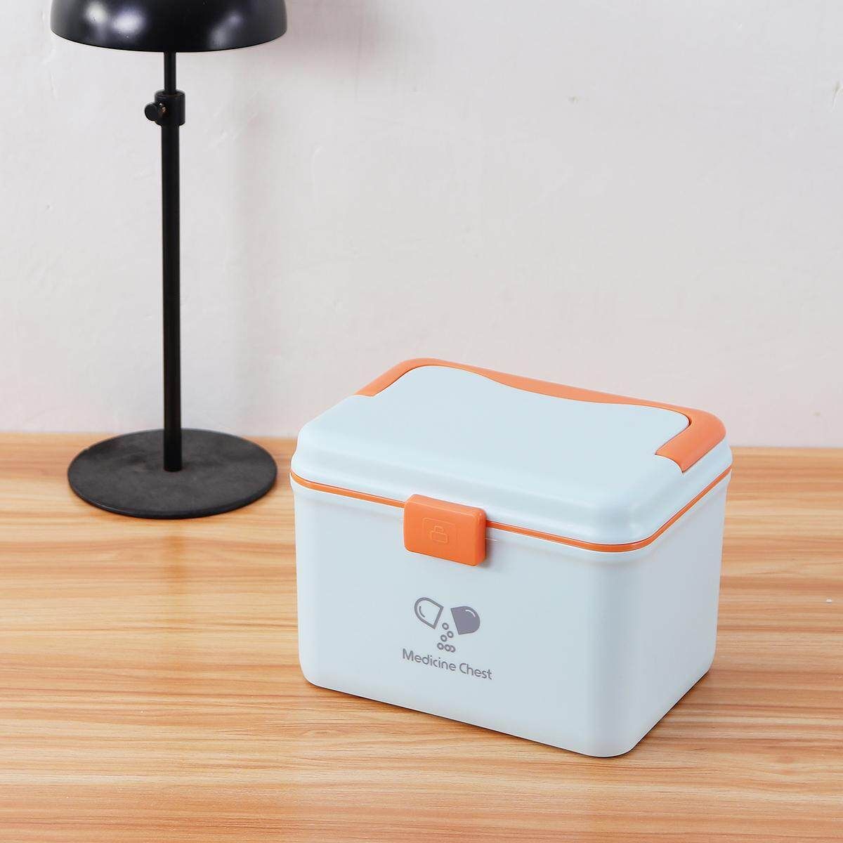 Nordic Style White Medicin Box Household Medicin Box Large Capacity Storage Box First Aid Kit Blue