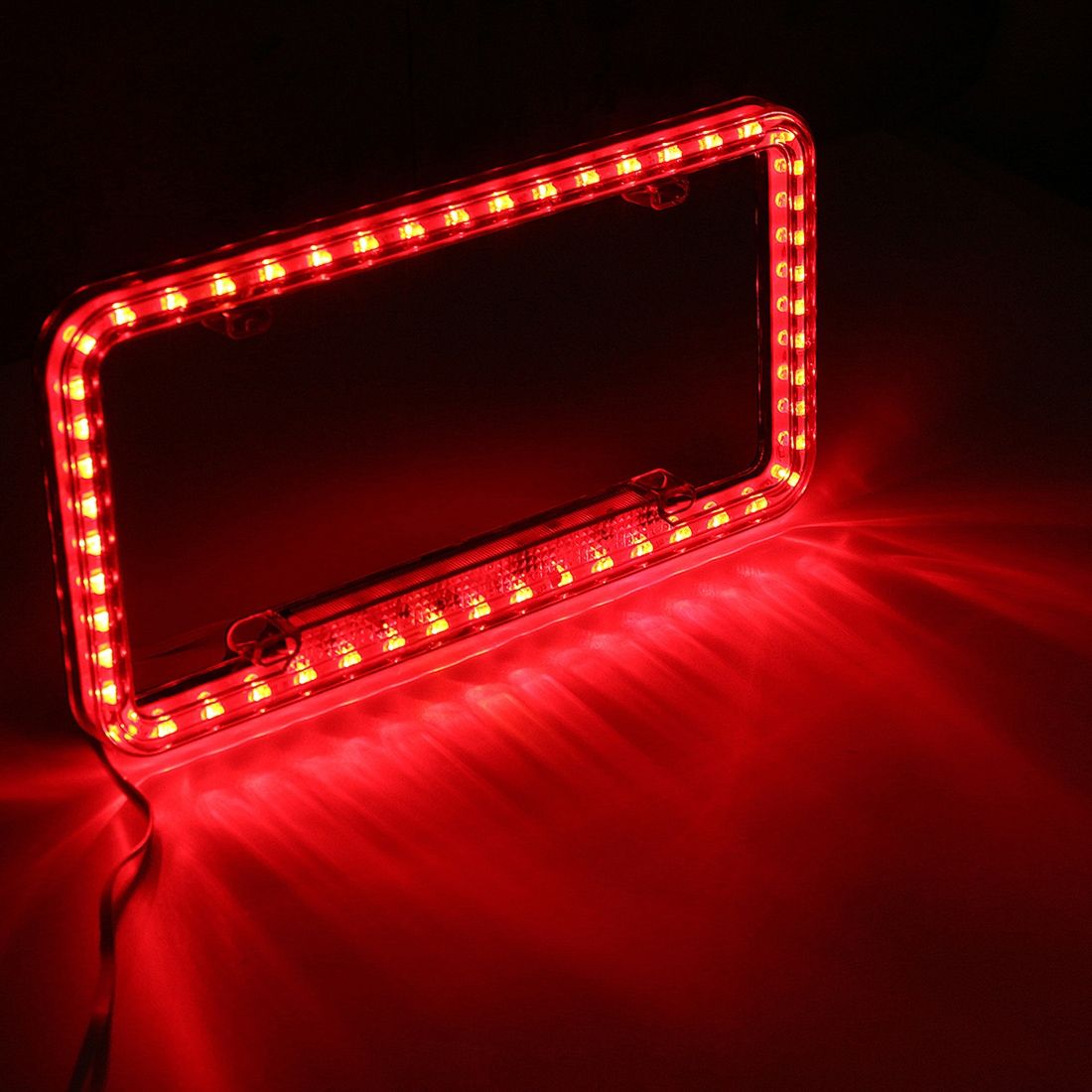 12V Car License Plate Plastic Bracket Frame Holder Stand Mount With Light (Red Light)