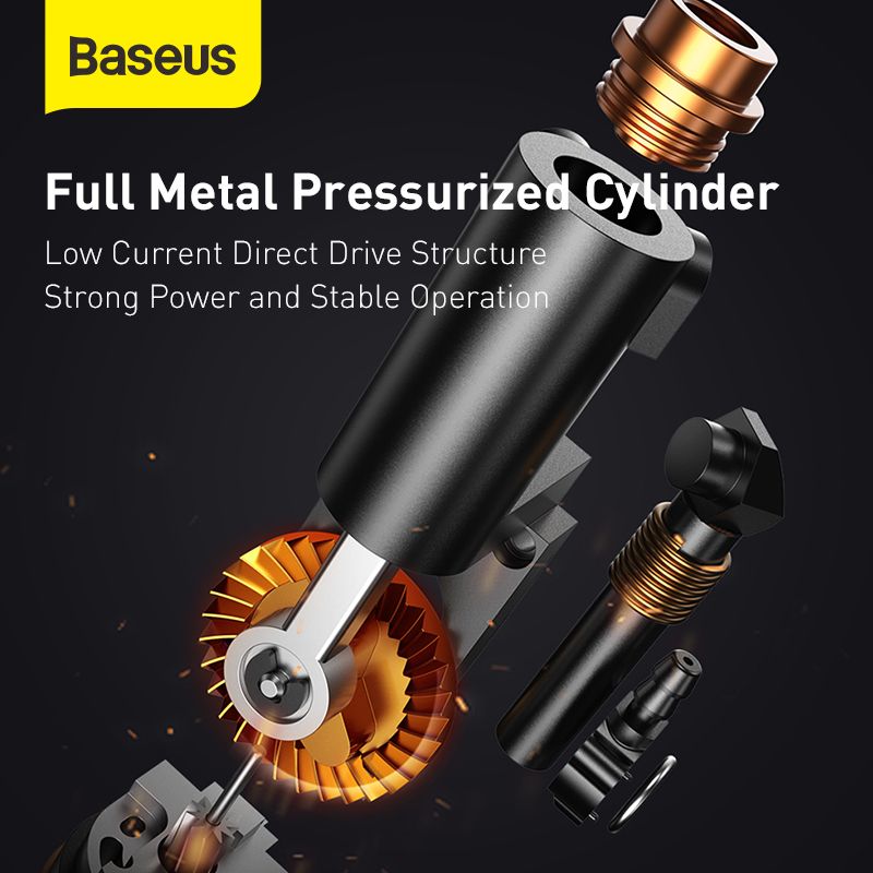 Baseus Car Air Compressor Electric Tyre Inflator Pump With LED Lamp For Motorcycle Bicycle Tire Portable Inflatable Pump