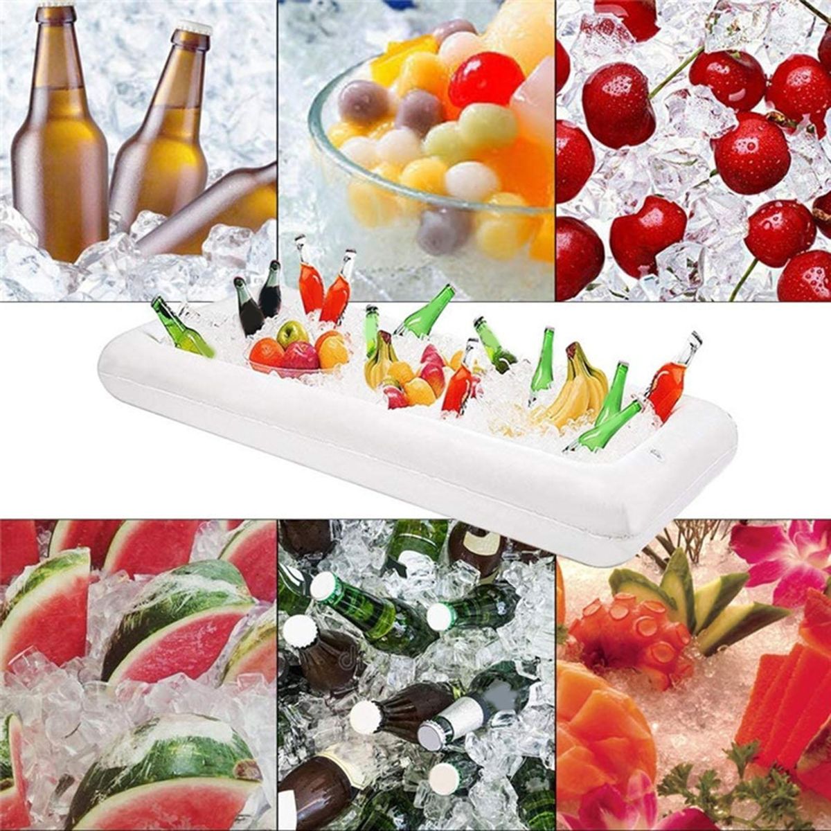 Salad Serving Tray Inflatable Ice Salad Tray Food Drink Container White
