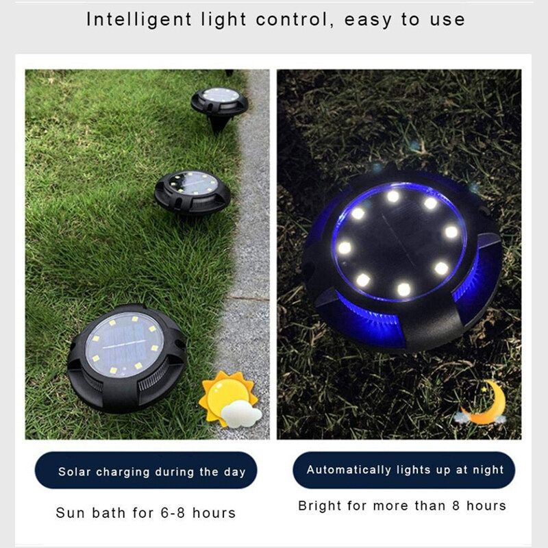 Solar Powered 12LED Waterproof IP67 Ground Buried Light Floor Decking Landscape Patio Outdoor Garden Lawn Lamp Decor Multicolor+White/Warm White Warmwhite+Colorful