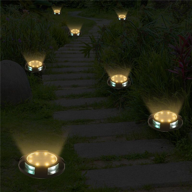 Solar Powered 12LED Waterproof IP67 Ground Buried Light Floor Decking Landscape Patio Outdoor Garden Lawn Lamp Decor Multicolor+White/Warm White Warmwhite+Colorful
