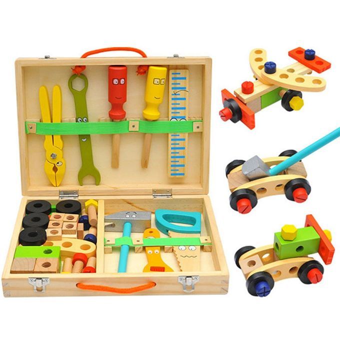 Creative Tool Kit For Kids Cartoon Wooden Box For Toddlers 3 Year Old