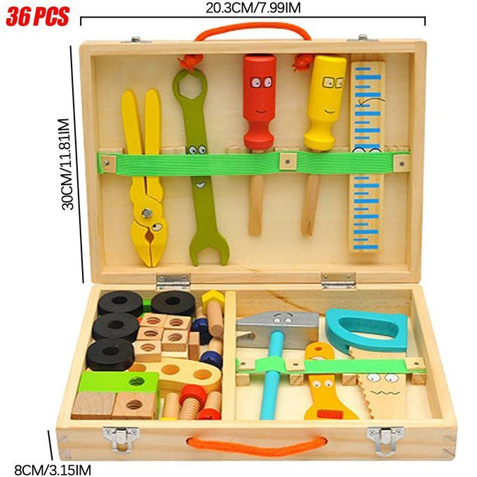 Creative Tool Kit For Kids Cartoon Wooden Box For Toddlers 3 Year Old