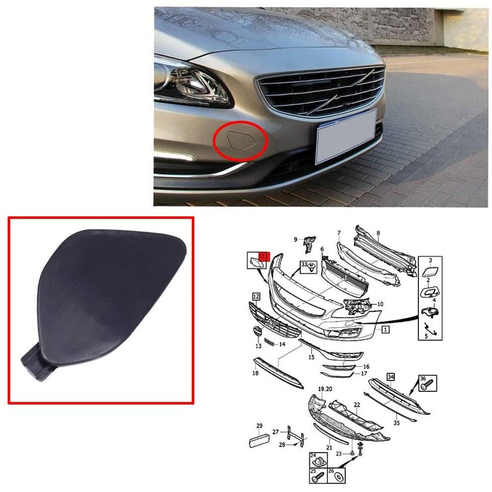 Frontper Towing Tow Eye Hook Cover Lid Cap Primed Unpainted for Volvo S60 2014 2015 2016 39820294 31323839