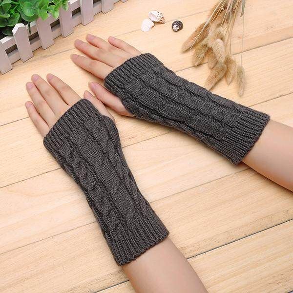 Women Winter Hand Warmer Thick Arm Crochet Knitting Warm Fingerless Dark Grey {even Code}