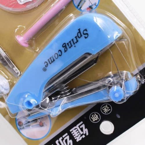 Spring Come Mini Sewing Machine Coil With Scissors Set - Blue