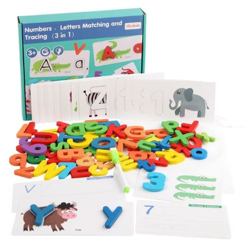 Numbers Letters Matching And Tracing - 3 In 1