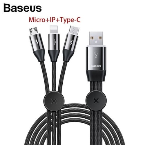 Car Co-sharing 3 In 1 Cable Usb For M+l+t 3.5a 1m Black