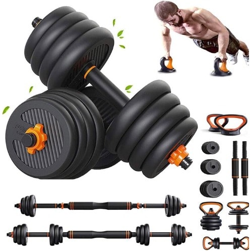 6 In 1 Dumbbell, Kettlebell, Barbell And Push-up Bar Set