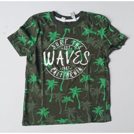 Boys Beach Print T-shirt  - Green