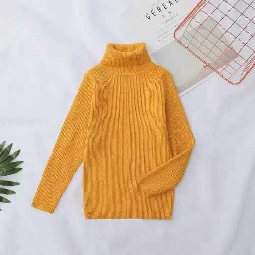Turtleneck Kids Unisex Pullover - Yellow