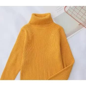 Turtleneck Kids Unisex Pullover - Yellow