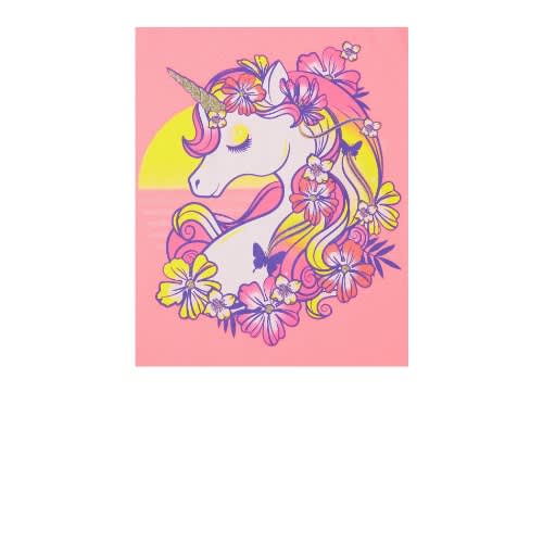 Girls Unicorn Floral Glitters Graphic Top- Pink