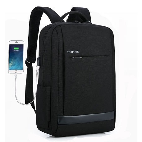 Waterproof Usb Backpack With Charging Port - Black