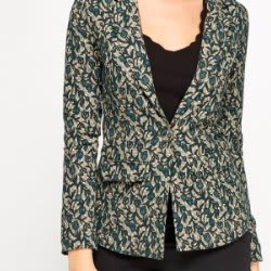 Mixed Print Lapel Blazer - Green