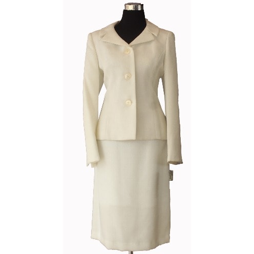 Jacquard Skirt Suit - White