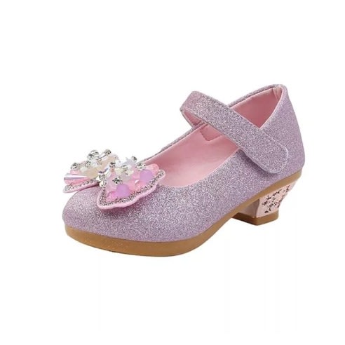 Glittery Girl Bow Heels- Pink