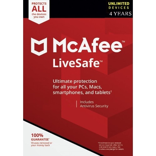 Livesafe 2021 Antivirus - Unlimited Devices - 4 Years Subscription Edition