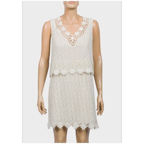 Ladies Knit Lace Tunic Dress - Ivory