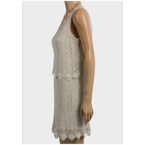 Ladies Knit Lace Tunic Dress - Ivory