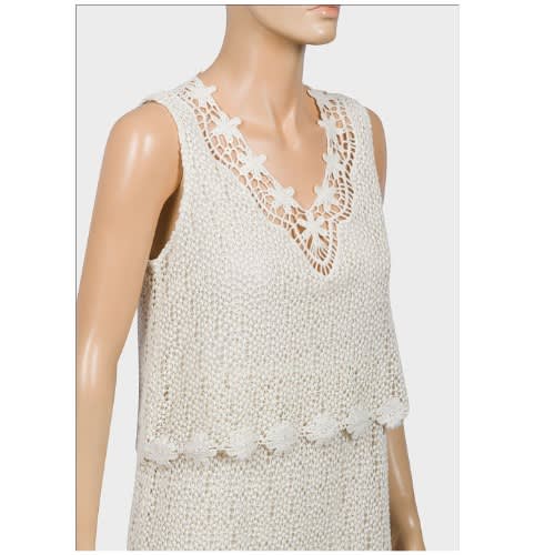 Ladies Knit Lace Tunic Dress - Ivory