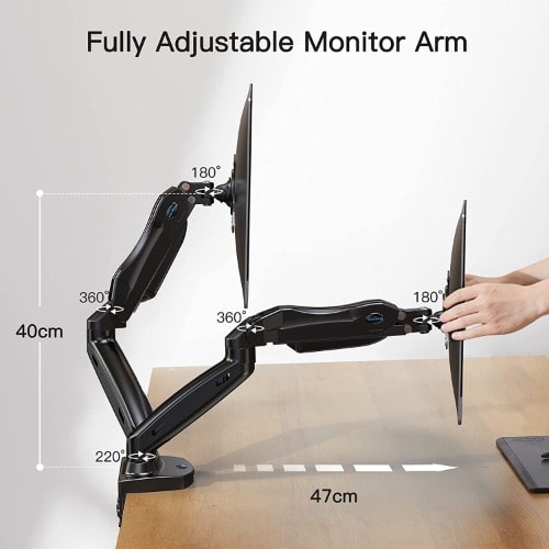 Dual Monitor Stand, Adjustable Spring Monitor Desktop Mount