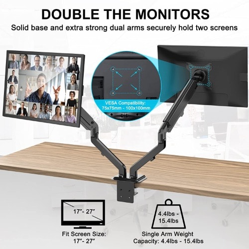 Dual Monitor Stand, Adjustable Spring Monitor Desktop Mount