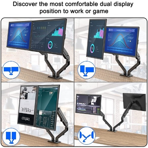 Dual Monitor Stand, Adjustable Spring Monitor Desktop Mount