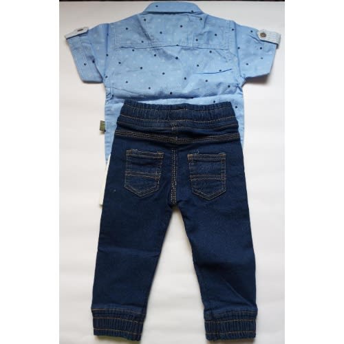 Baby Boy Set- Blue Short Sleeve Shirt +  Blue Jean