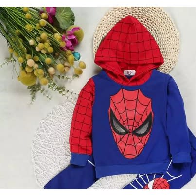 Boy Spiderman With Hood - 2 Pieces - Blue And Red