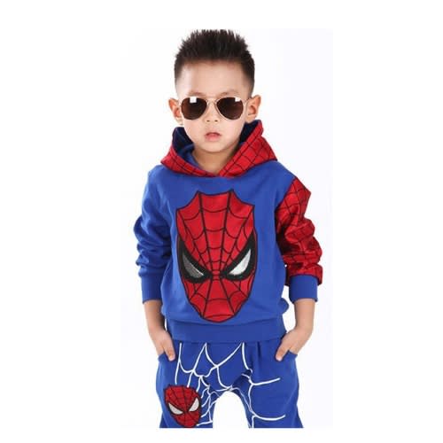 Boy Spiderman With Hood - 2 Pieces - Blue And Red